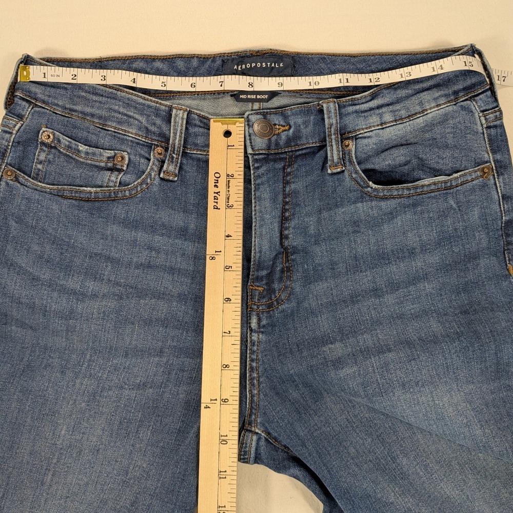 Aeropostale Jeans Women's Blue Denim 12 Short Bootcut Mid-Rise Stretch Y2K EUC - Picture 8 of 12